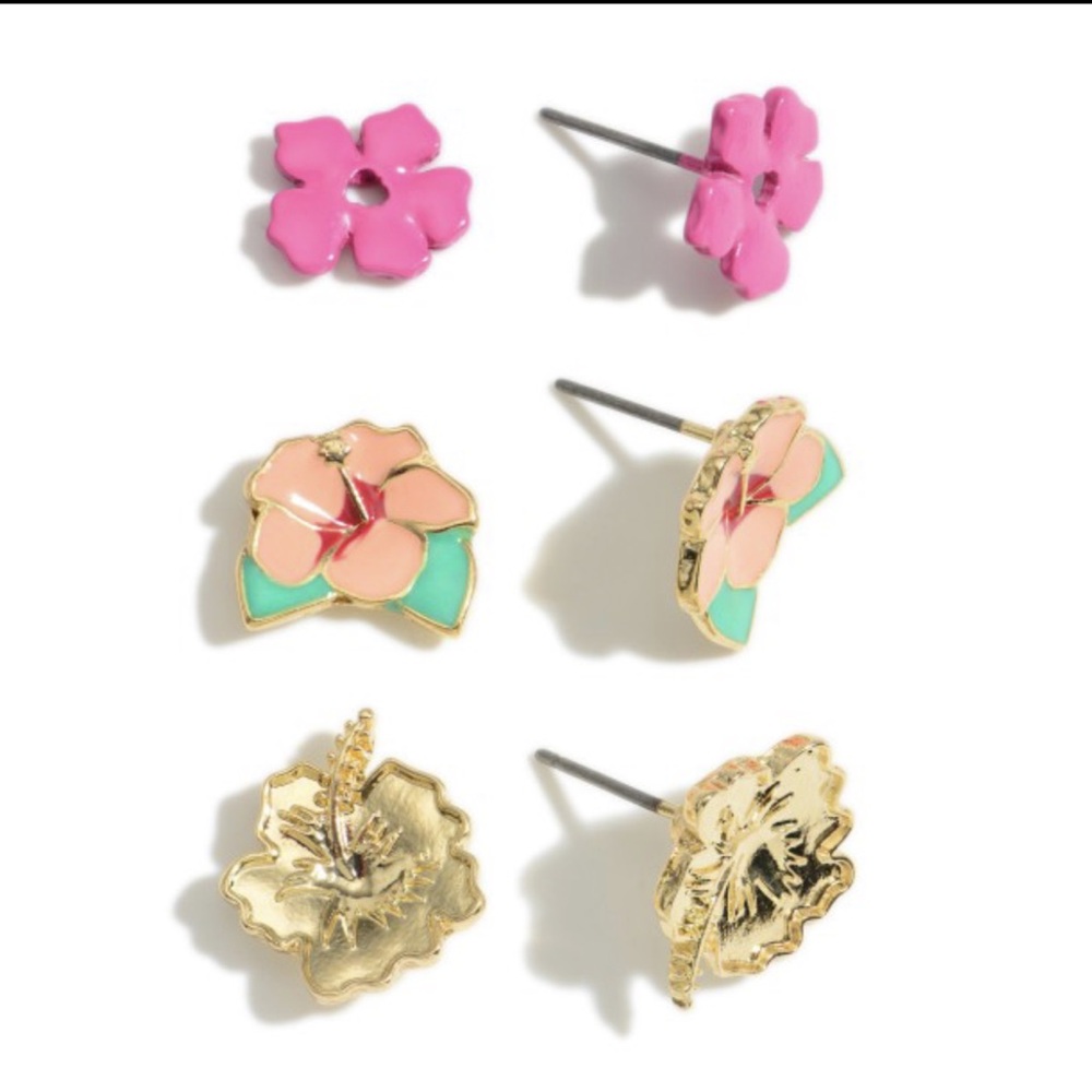 Tropical Flower Stud Earrings